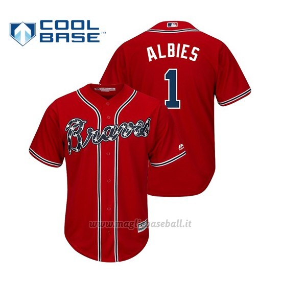 Maglia Baseball Uomo Atlanta Braves Ozzie Albies Cool Base Official Alternato Rosso